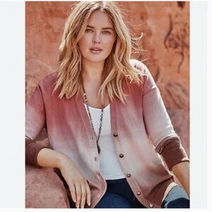 J.Jill‎ Cardigan Women's Medium Dip Dyed Sunset Ombré Sweater
